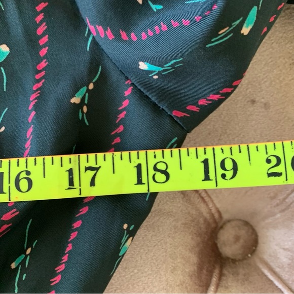 Vintage Jerrell of Texas Black Striped Micro Floral Elastic Waist MIDI Dress - Picture 11 of 12